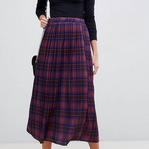 ASOS DESIGN pleated midi skirt in check